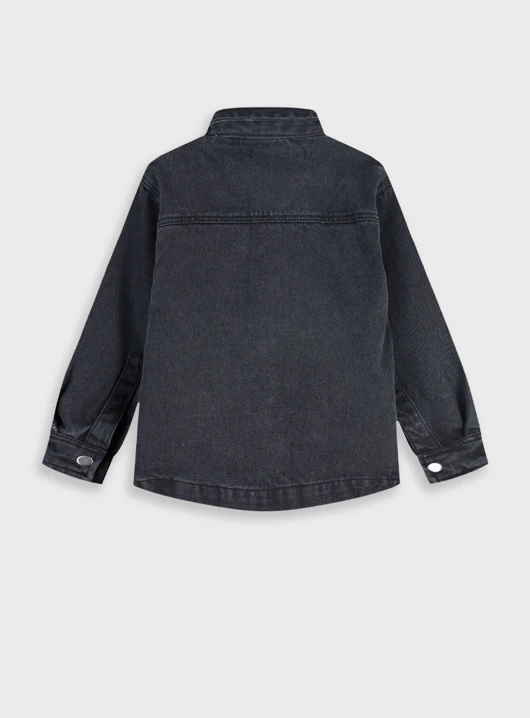 Energiers παιδικό τζιν overshirt μαύρο με τσέπες για αγόρια
