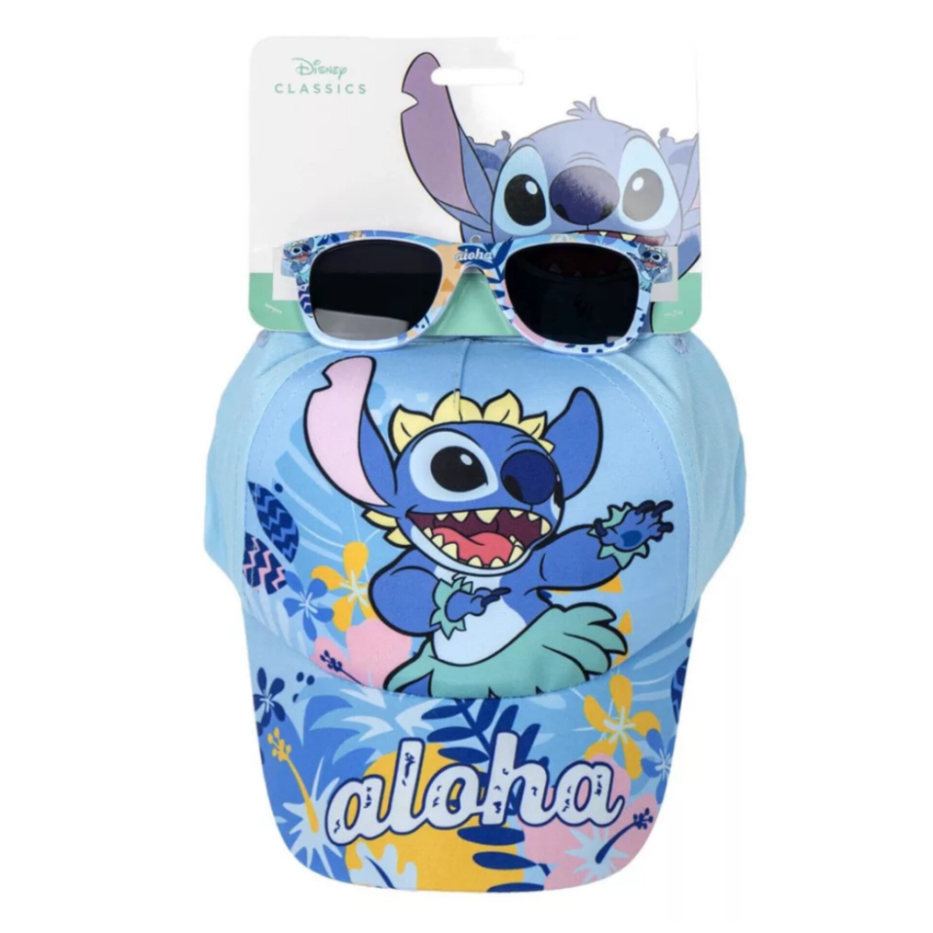 Παιδικό σετ Disney Lilo & Stitch με καπέλο και γυαλιά ηλίου UV400 για αγόρια και κορίτσια