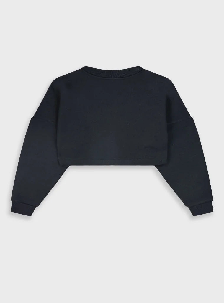 Πίσω όψη από το σκούρο μπλε crop top φούτερ Energiers για κορίτσια.