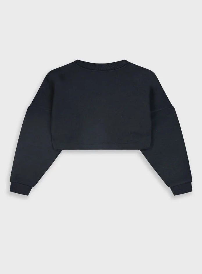 Πίσω όψη από το σκούρο μπλε crop top φούτερ Energiers για κορίτσια.