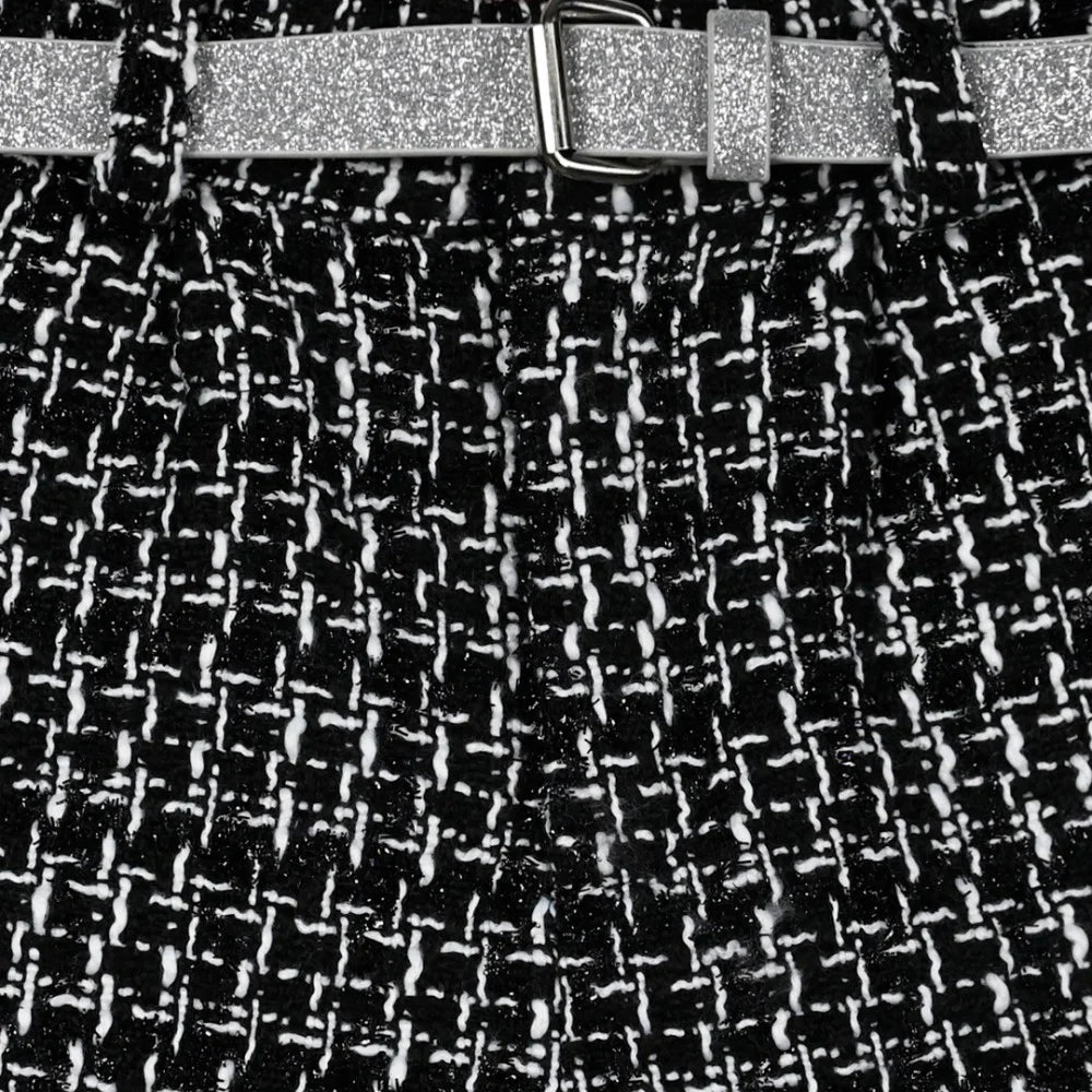 Energiers Kids Checkered Shorts with Belt - Black/White