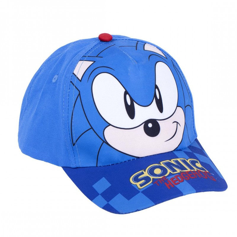 Παιδικό σετ Cerda Sonic – μπλε καπέλο και γυαλιά ηλίου UV400 για αγόρια, μέγεθος 53 εκ.