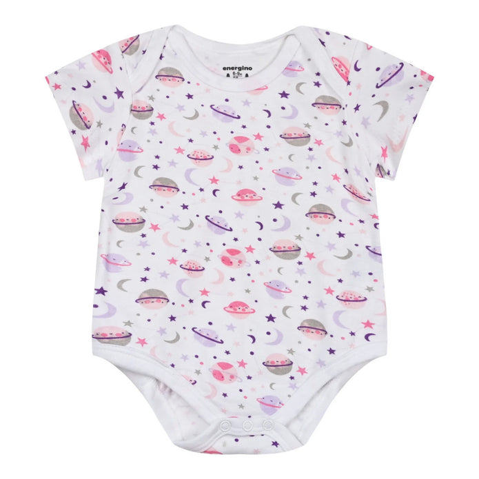 Energiers Σετ 5 Βρεφικά Κορμάκια Κοντομάνικα σε Ροζ & Λευκό