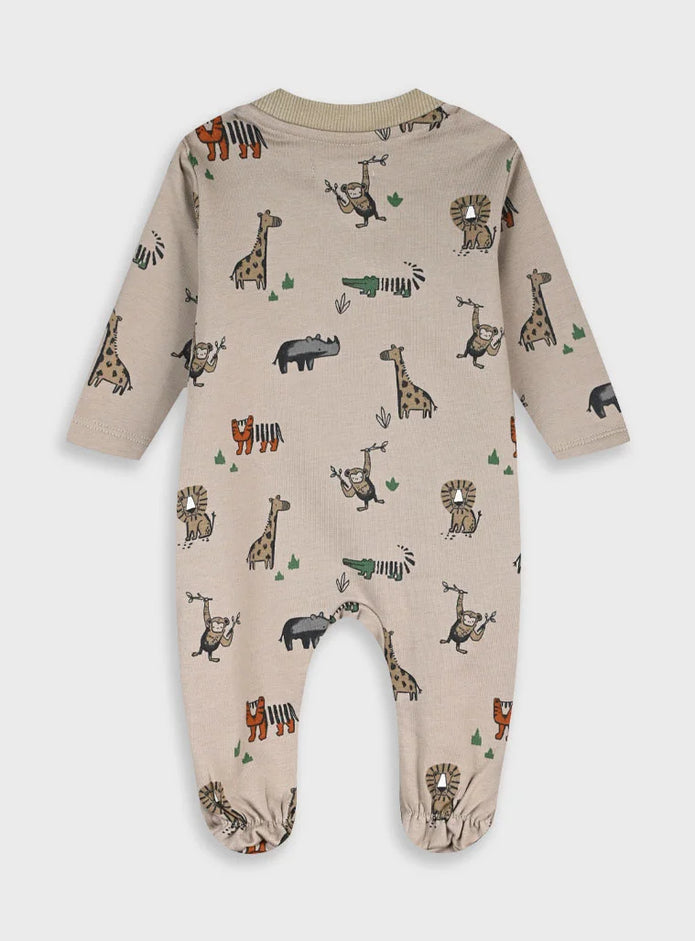 Πίσω όψη βρεφικού φορμακιού Energiers μπεζ με safari ζωάκια.