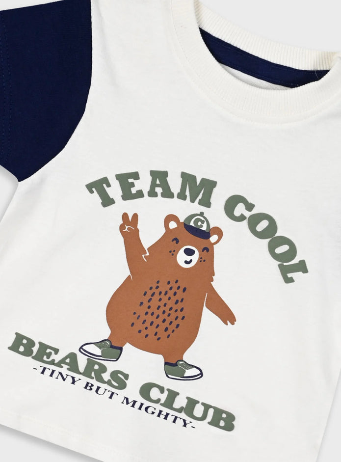 Βρεφικό σετ Energiers με μπλούζα "Team Cool Bears Club" και λαδί σορτσάκι με cargo τσέπες