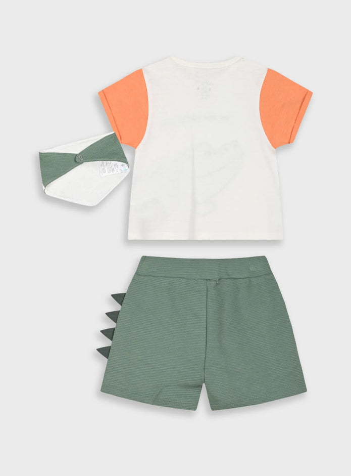 Παιδικό σετ Energiers Safari Friends με μπλούζα με στάμπα ζώα και πράσινο σορτσάκι
