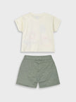 Βρεφικό σετ Energiers Safari Friends με εκρού μπλουζάκι και λαδί σορτσάκι για αγόρια