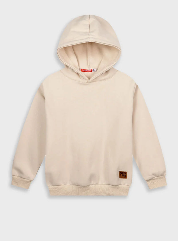 βαμβακερό μπεζ φούτερ Energiers με ριμπ τελειώματα και ταμπελάκι NRG 1981