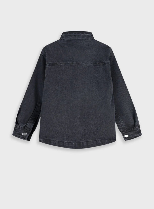 Energiers παιδικό τζιν overshirt μαύρο με τσέπες για αγόρια