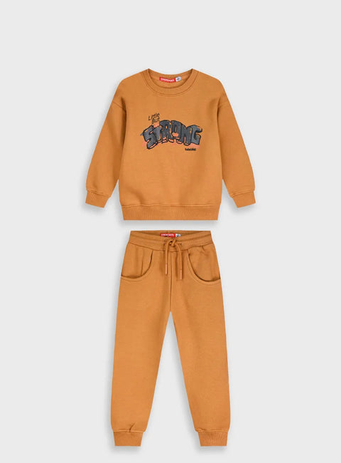 Σετ αγορίστικης φόρμας Energiers με μπλούζα και παντελόνι σε ταμπά απόχρωση