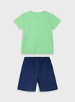 Παιδικό σετ Energiers για αγόρι με πράσινη μπλούζα “Music” και μπλε σορτς

