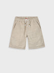 Μπεζ παιδικό σορτσάκι Energiers με ελαστική μέση, κορδόνι και ριγέ υφή