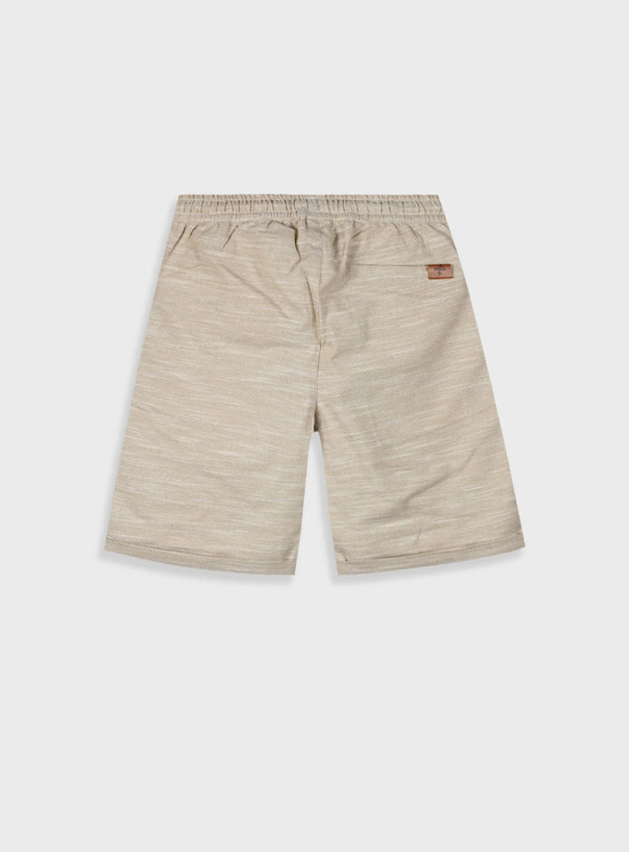Μπεζ παιδικό σορτσάκι Energiers με ελαστική μέση, κορδόνι και ριγέ υφή
