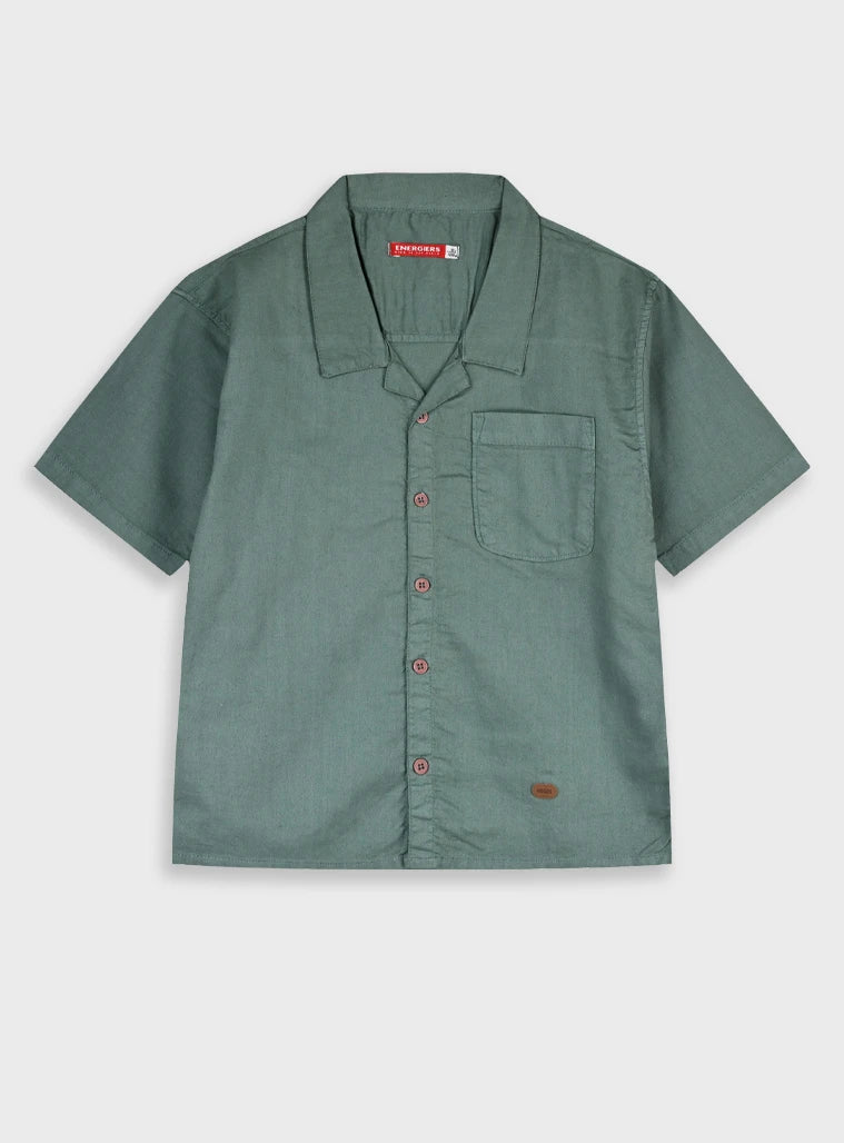 Παιδικό κοντομάνικο πουκάμισο Energiers χακί πράσινο του δάσους με τσέπη και κουμπιά