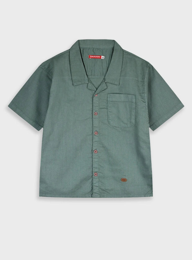 Παιδικό κοντομάνικο πουκάμισο Energiers χακί πράσινο του δάσους με τσέπη και κουμπιά