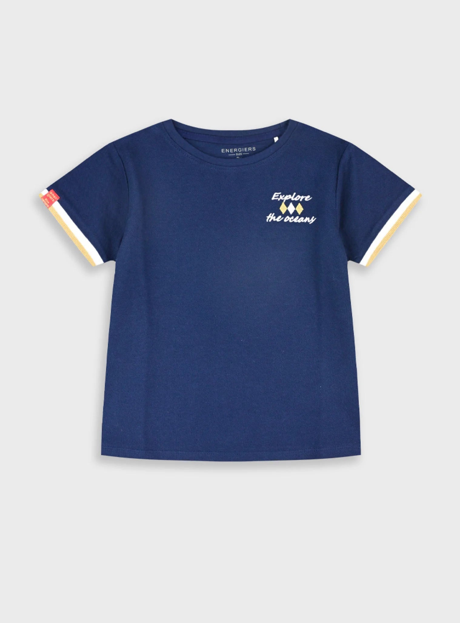 Energiers παιδικό μπλε t-shirt αγοριού με τύπωμα Explore the oceans και κοντά μανίκια