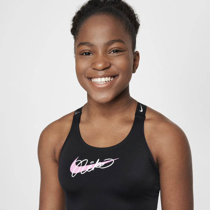 Nike παιδικό μαύρο μαγιό μπικίνι με λογότυπο και ελαστικές τιράντες