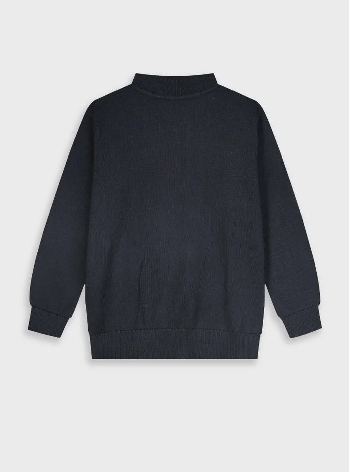 Παιδικό σκούρο μπλε πουλόβερ Energiers για αγόρι με ψηλό γιακά