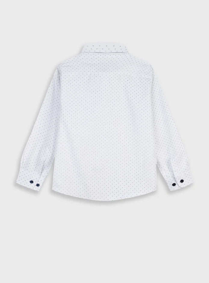 Παιδικό λευκό πουκάμισο Energiers με μαύρο μικροσχέδιο – πίσω όψη