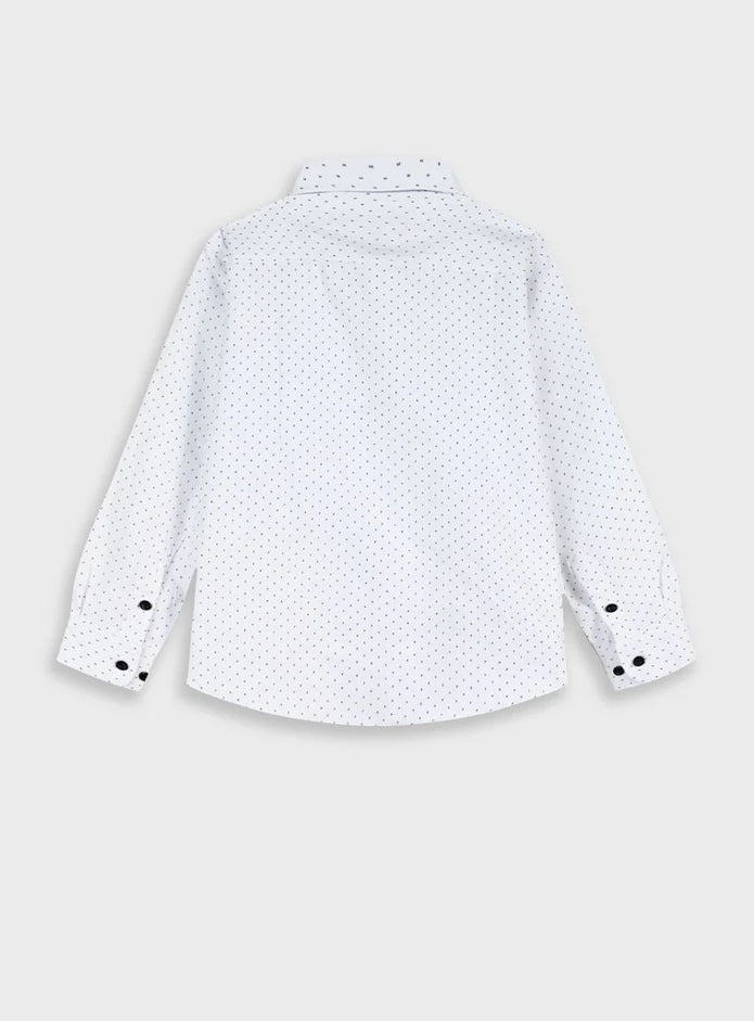 Παιδικό λευκό πουκάμισο Energiers με μπλε μικροσχέδιο – πίσω όψη