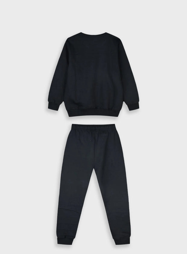 Παιδικό σετ φόρμας Energiers μαύρο με στάμπα “Understand” και παντελόνι με λάστιχο, 100% βαμβάκι.