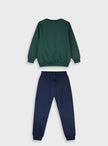 Παιδικό σετ φόρμας Energiers με πράσινη μπλούζα BRKLN και σκούρο μπλε παντελόνι, με στάμπα τίγρη, 100% βαμβάκι.
