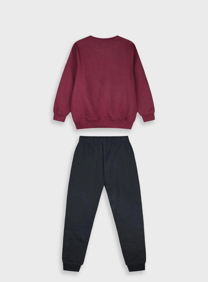 Energiers παιδικό σετ φόρμα μπορντό με στάμπα Break the Limits και μαύρο παντελόνι