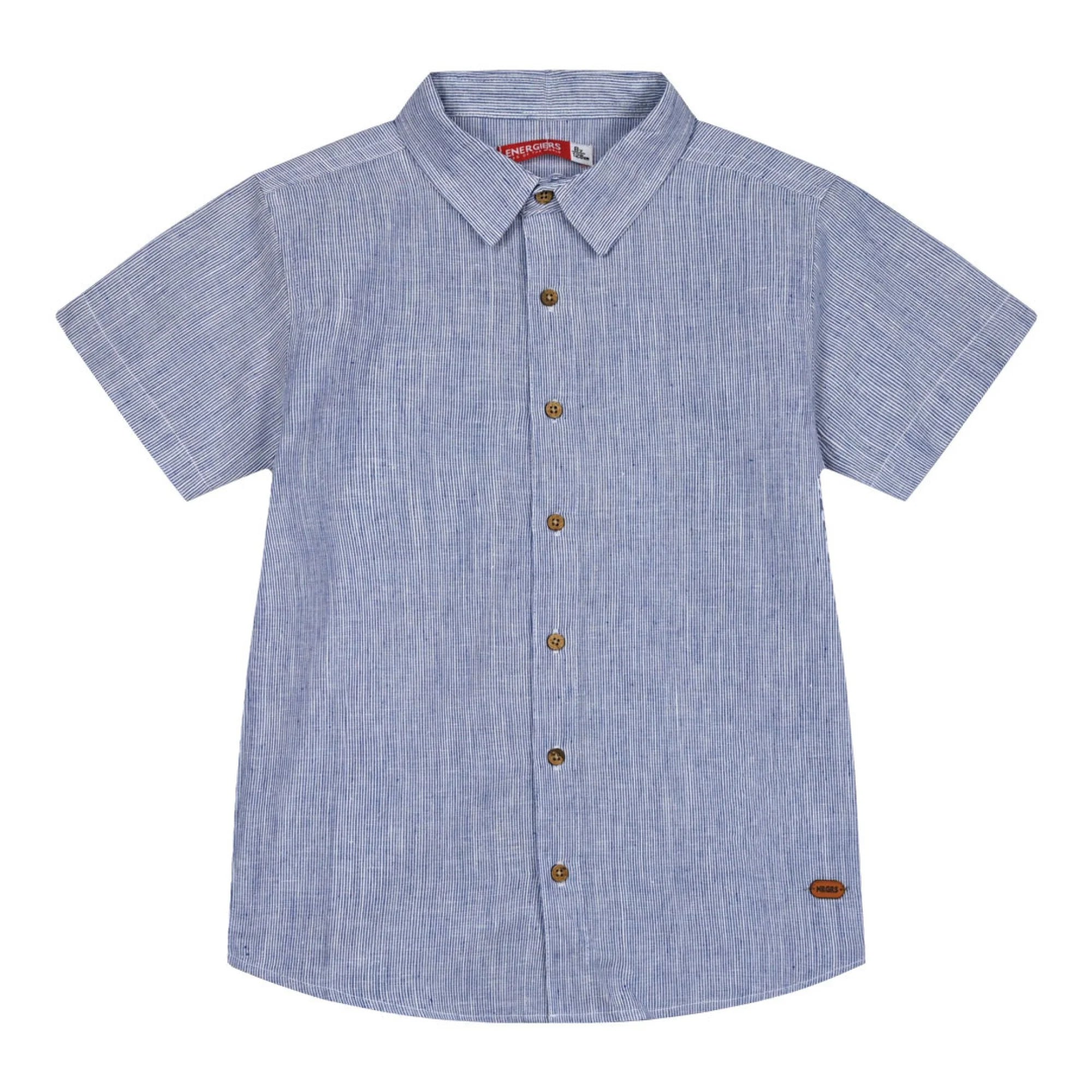 Energies Short Sleeve Striped Shirt in Light Blue