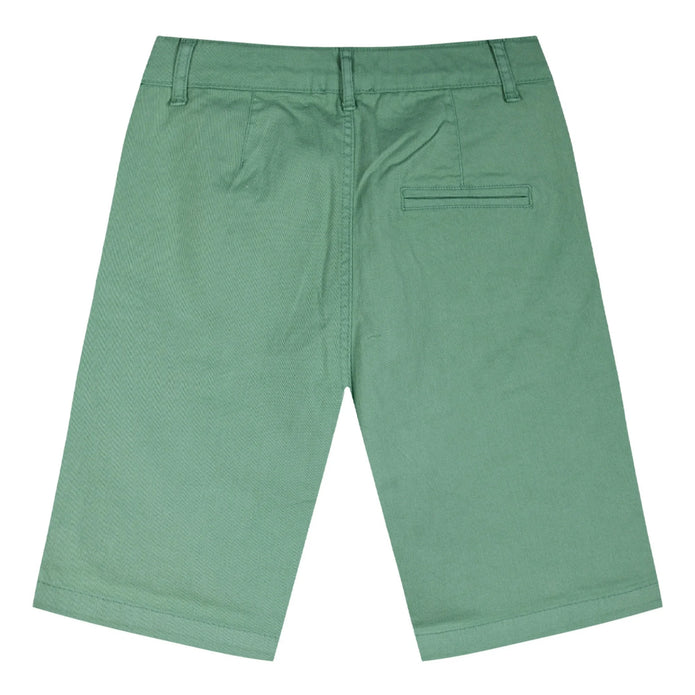 Παιδική βερμούδα chino, διαθέσιμη σε μπλε και πράσινο χρώμα, με κουμπί και τσέπες, ιδανική για κομψές και άνετες καλοκαιρινές εμφανίσεις για αγόρι 