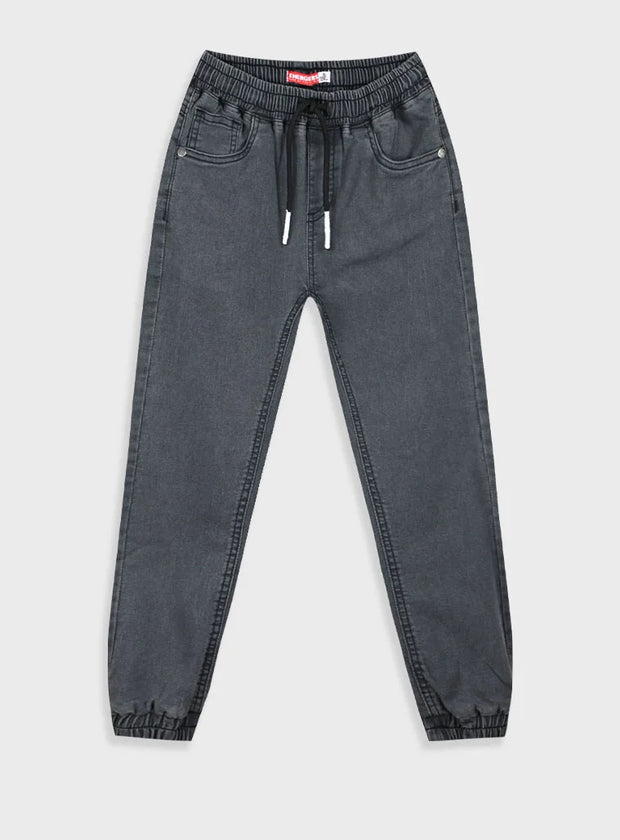 Παιδικό τζιν jogger Energiers με κορδόνι και λάστιχο σε μπλε και γκρι χρώμα