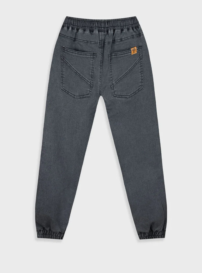 Παιδικό τζιν jogger Energiers με κορδόνι και λάστιχο σε μπλε και γκρι χρώμα
