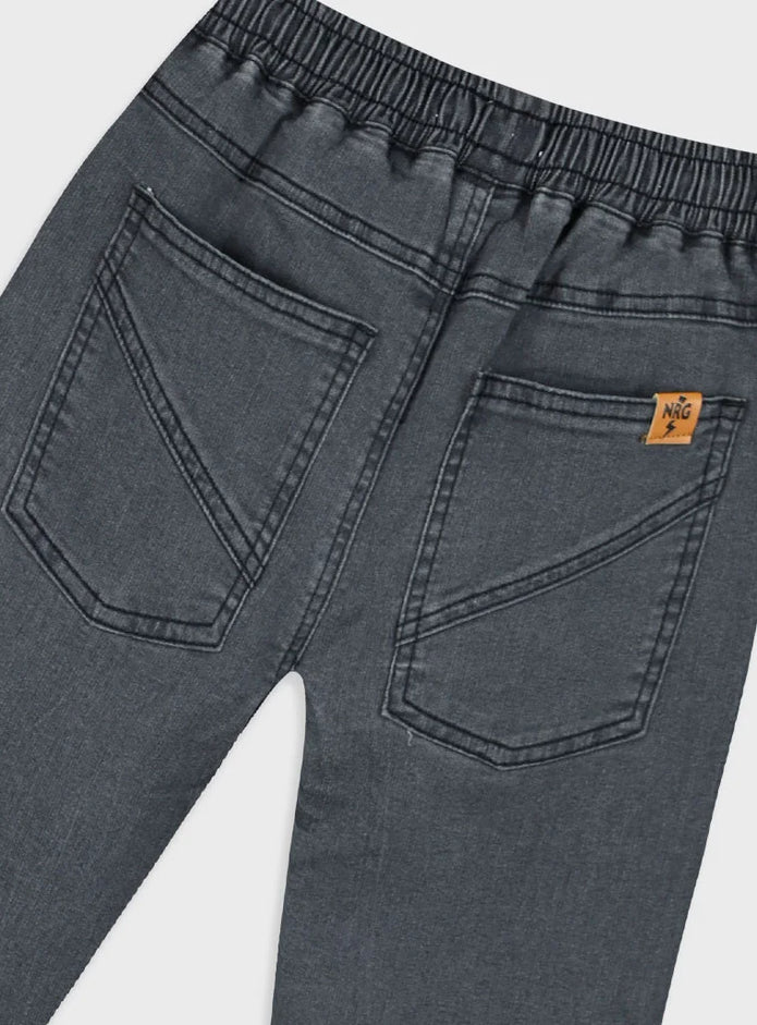 Παιδικό τζιν jogger Energiers με κορδόνι και λάστιχο σε μπλε και γκρι χρώμα