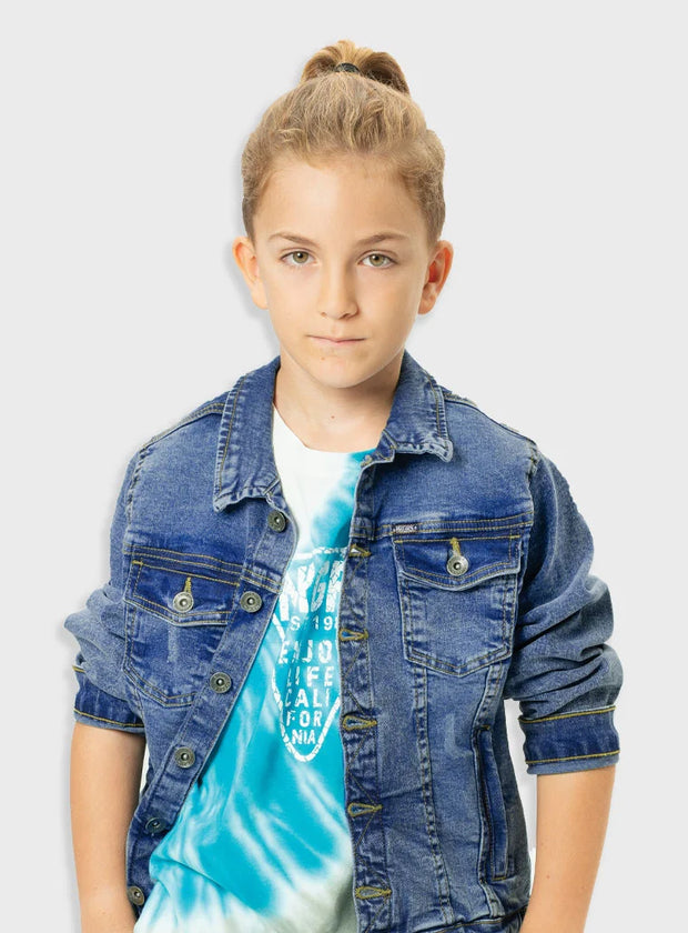 Energiers παιδικό μπλε τζιν μπουφάν για αγόρι με κουμπιά και μπροστινές τσέπες