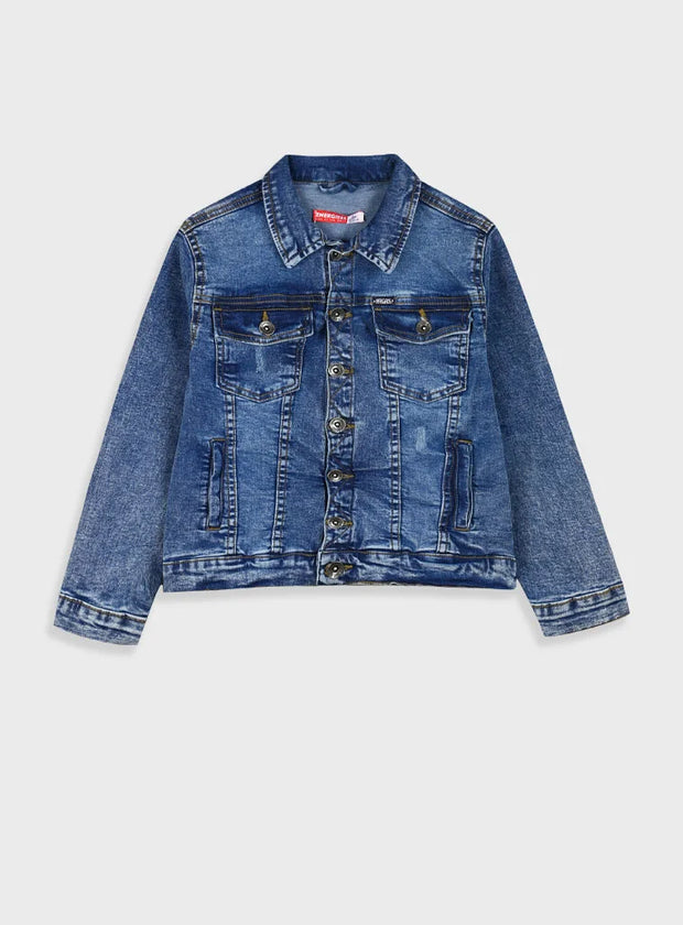 Energiers παιδικό μπλε τζιν μπουφάν για αγόρι με κουμπιά και μπροστινές τσέπες