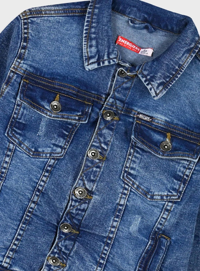 Energiers παιδικό μπλε τζιν μπουφάν για αγόρι με κουμπιά και μπροστινές τσέπες