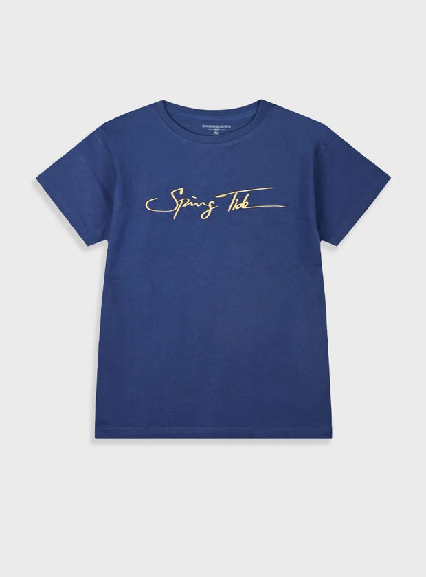 Παιδική μπλε σκούρα μπλούζα Energiers για αγόρι με τύπωμα Spring Tide


