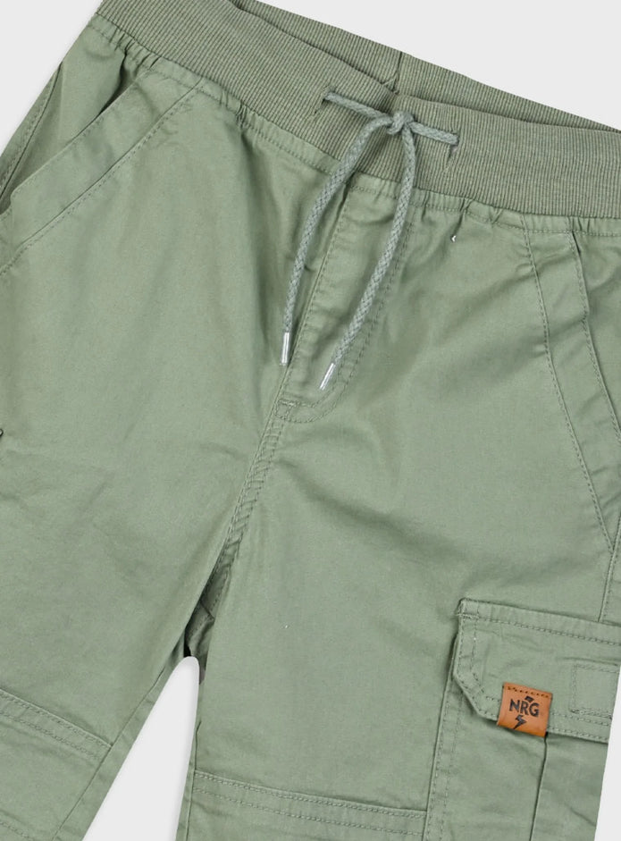 Παιδικό cargo σορτς Energiers σε χακί χρώμα με κορδόνι και τσέπες