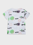 Πίσω όψη παιδικού t-shirt με τύπωμα Space και Galactic σε λευκό φόντο