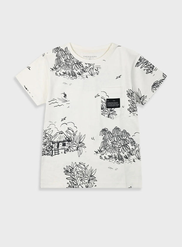 Εμπρόσθια όψη της μπλούζας Energiers με λεπτομέρειες print και τσέπη