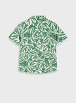Energiers παιδικό κοντομάνικο πουκάμισο αγοριού πράσινο με λευκά tropical φύλλα