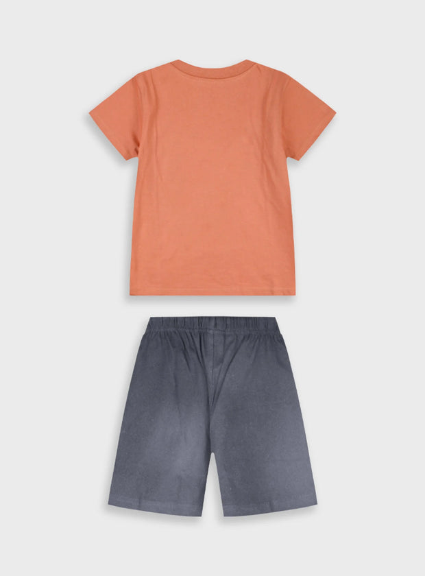 Παιδικό σετ Energiers αγόρι πορτοκαλί Athletic 81 με γκρι σορτσάκι