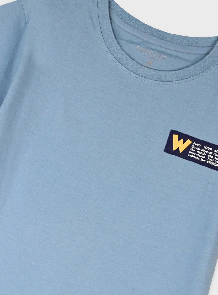 Παιδική σιέλ κοντομάνικη μπλούζα Energiers για αγόρι με τύπωμα The Wanderer μπροστά και πίσω