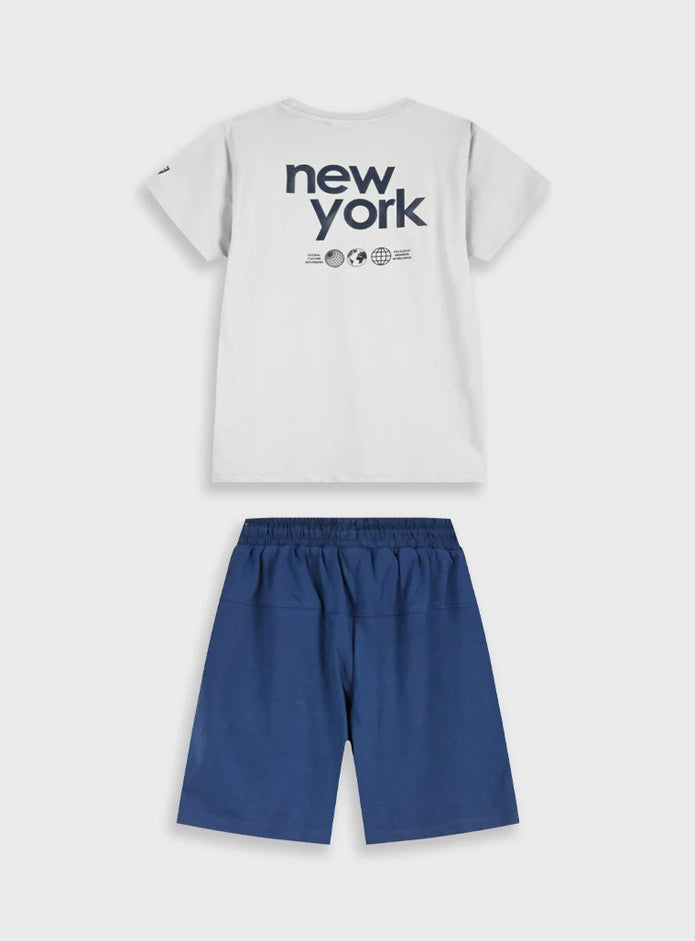 Energiers παιδικό σετ αγοριού με μπλούζα New York και μπλε βερμούδα