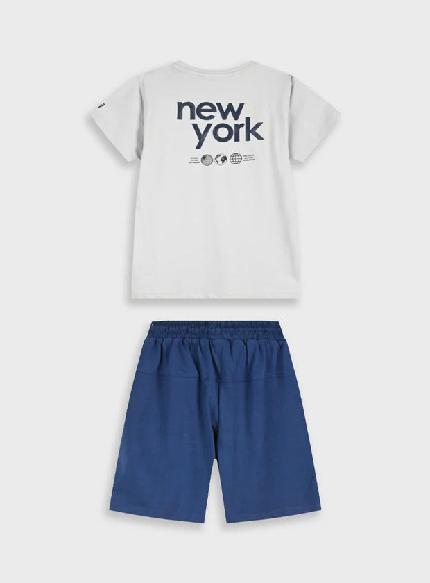 Energiers παιδικό σετ αγοριού με μπλούζα New York και μπλε βερμούδα