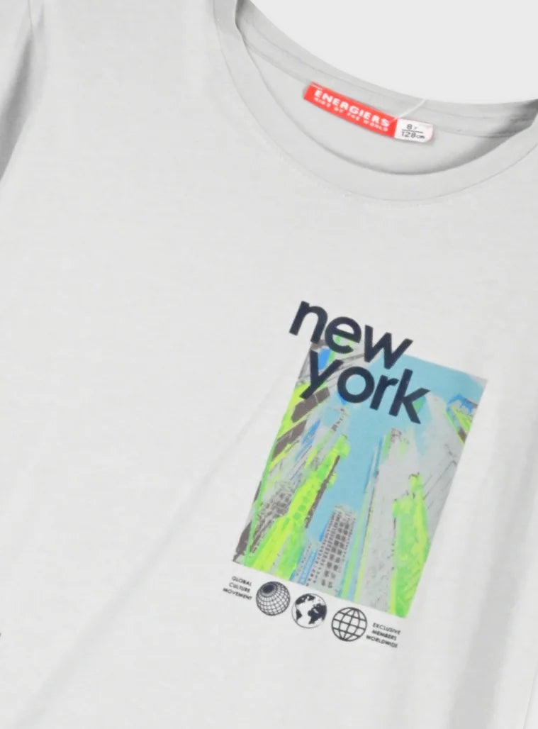 Energiers παιδικό σετ αγοριού με μπλούζα New York και μπλε βερμούδα