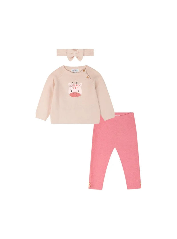 Energies Baby Knitted Set with Giraffe Graphic