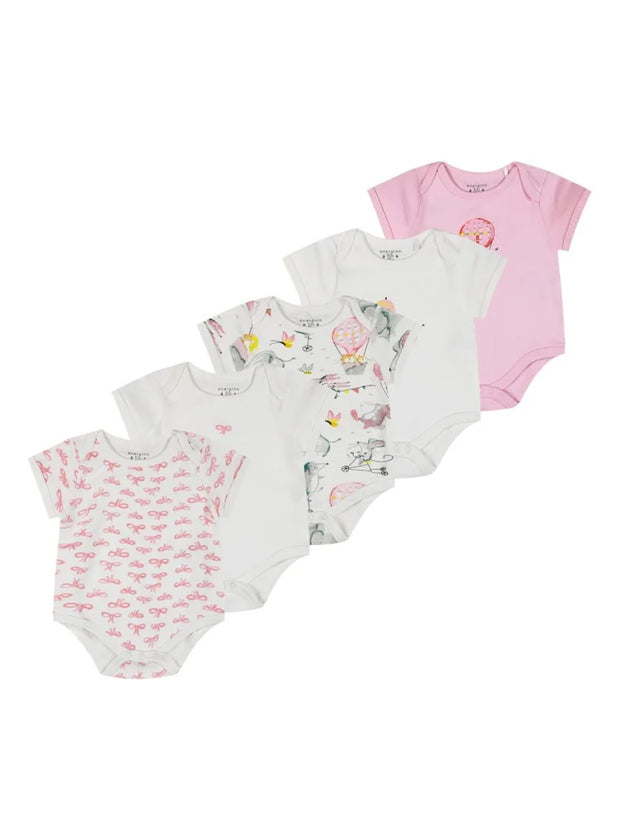 Energiers Σετ 5 Κοντομάνικα Βρεφικά Φορμάκια με Χαρούμενα Σχέδια