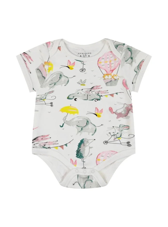 Energiers Σετ 5 Κοντομάνικα Βρεφικά Φορμάκια με Χαρούμενα Σχέδια