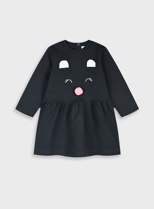 Βρεφικό φόρεμα Energiers μαύρο με φατσούλα και ροζ μυτούλα