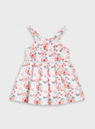 Φλοράλ λευκό παιδικό βρεφικό  φόρεμα Energiers με τιράντες και κόκκινα λουλούδια
